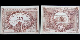 Monaco
Albert Ier 1889-1922
Billet de 25 centimes
VF