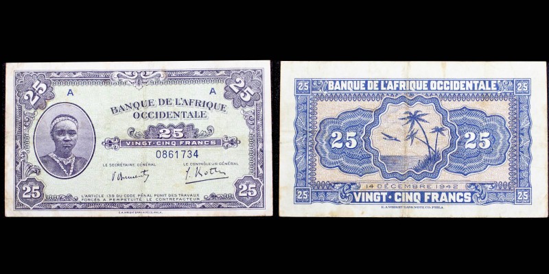 Banque de L'Afrique Occidentale
25 Francs, 14 décembre 1942, Série A
Ref : Pick#...
