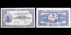 Banque de L'Afrique Occidentale
25 Francs, 14 décembre 1942, Série A
Ref : Pick#30a
VF