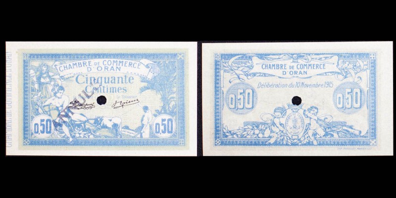 Billets de nécessités
ALGERIE – 
Chambre de Commerce d'Oran, 50 Centimes
UNC