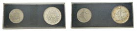 Série de 2 essais de 1 et 5 Francs, Paris, 1959, Ni pour la 1 Franc et AG pour la 5 Francs
Conservation : FDC