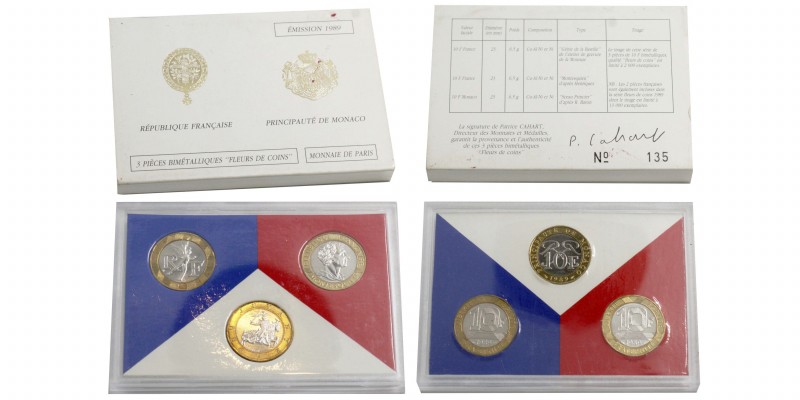 Boîte Fleur de Coins, Tryptique 3 x 10 francs 
Série bi-métallique 1989 éditée à...