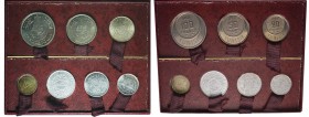 Coffret cartonné comprenant les trois essais Tunisie de 20, 50 et 100 francs (Lec.391, 397 et 401) et les quatre essais Maroc de 1, 2, 5 et 100 francs...