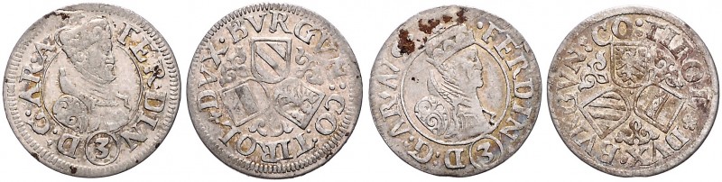 ARCHDUKE FERDINAND (1564 - 1595)&nbsp;
Lot 2 coins 3 Kreuzer, 2 variant, b. l.,...