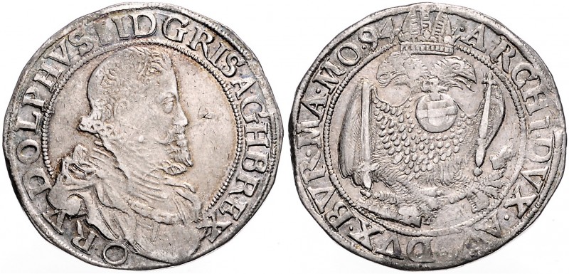 RUDOLF II (1576 - 1612)&nbsp;
1 Thaler, 1594, 28,58g, Wien. Dav. 8064&nbsp;

...