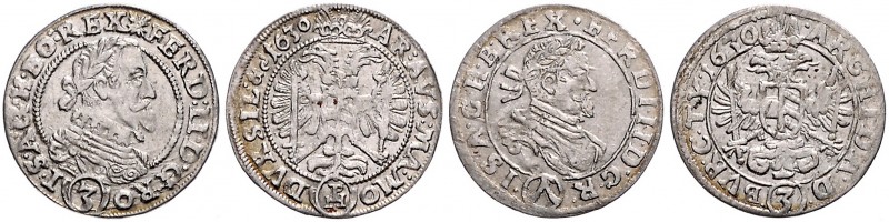 FERDINAND II (1619 - 1637)&nbsp;
Lot 2 coins 3 Kreuzer 1630, Wien. Her. 1048&nb...