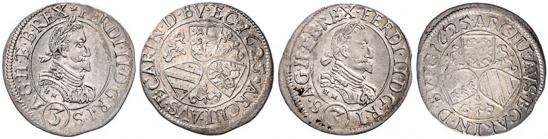 FERDINAND II (1619 - 1637)&nbsp;
Lot 2 coins 3 Kreuzer 1625, Graz. Her. 1078&nb...