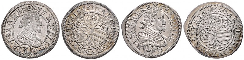 FERDINAND II (1619 - 1637)&nbsp;
Lot 2 coins 3 Kreuzer 1630, Graz. Her. 1089&nb...