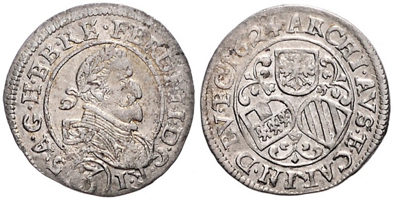 FERDINAND II (1619 - 1637)&nbsp;
3 Kreuzer, 1624, 1,75g, St. Veit. Her. 1107&nb...