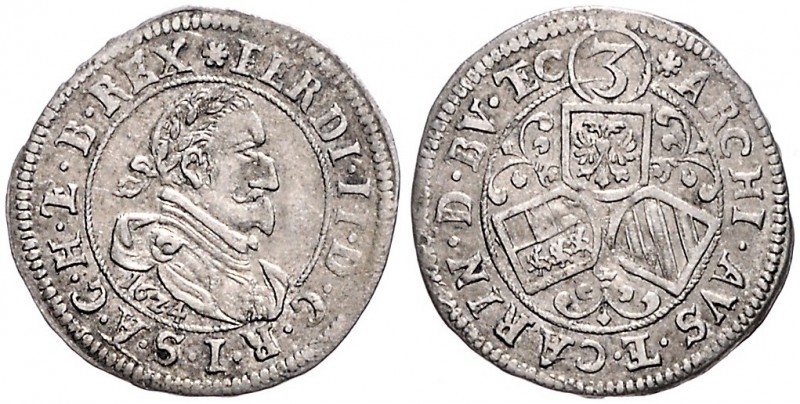 FERDINAND II (1619 - 1637)&nbsp;
3 Kreuzer, 1624, 2,06g, St. Veit. Her. 1110&nb...