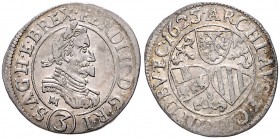 FERDINAND II (1619 - 1637)&nbsp;
3 Kreuzer, 1625, 1,76g, St. Veit. Her. 1111&nbsp;

EF | EF