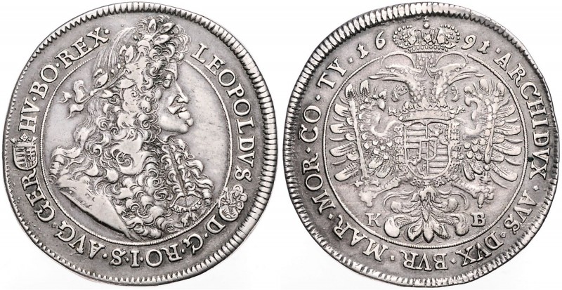 LEOPOLD I (1657 - 1705)&nbsp;
1 Thaler, 1691, 28,13g, KB. Husz. 1372&nbsp;

a...