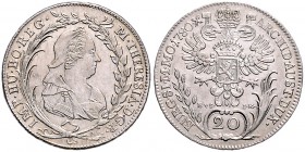 MARIA THERESA (1740 - 1780)&nbsp;
20 Kreuzer, 1780, 6,55g, EVS.I.K. Her. 944&nbsp;

EF | EF