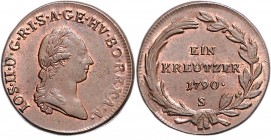 JOSEPH II (1765 - 1790)&nbsp;
1 Kreuzer, 1790, 7,93g, S. Her. 418&nbsp;

UNC | UNC