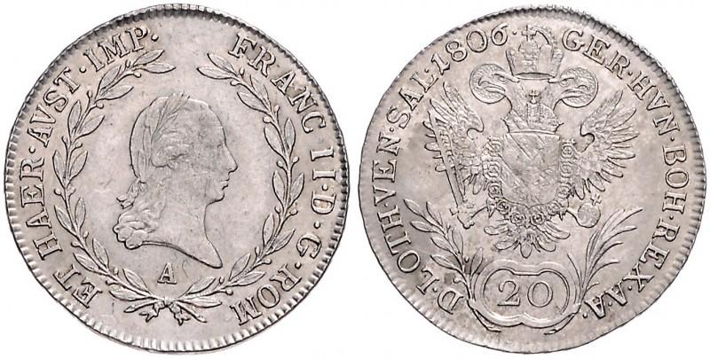 FRANCIS II / I (1972 - 1806 - 1835)&nbsp;
20 Kreuzer, 1806, 6,54g, A. Früh. 270...