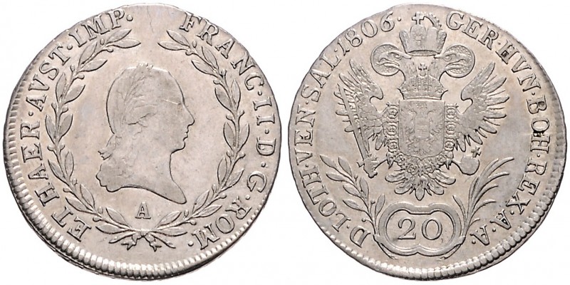 FRANCIS II / I (1972 - 1806 - 1835)&nbsp;
20 Kreuzer, 1806, 6,62g, A. Her. 681&...