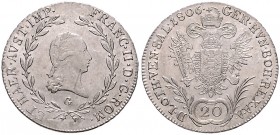 FRANCIS II / I (1972 - 1806 - 1835)&nbsp;
20 Kreuzer, 1806, 6,64g, G. Her. 691&nbsp;

EF | EF