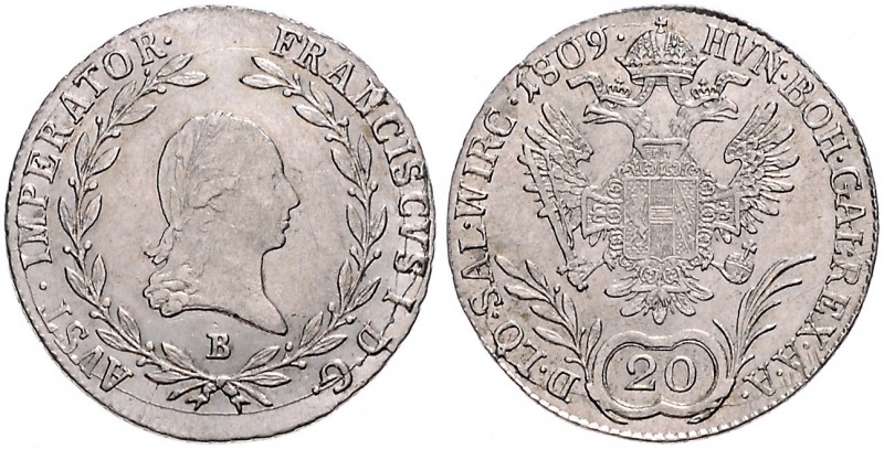 FRANCIS II / I (1972 - 1806 - 1835)&nbsp;
20 Kreuzer, 1809, 6,58g, B. Früh. 284...