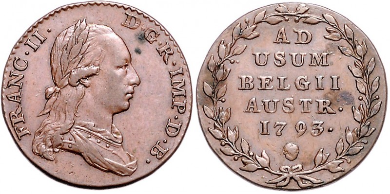 FRANCIS II / I (1972 - 1806 - 1835)&nbsp;
2 Liard, 1793, 7,3g, BL. Her. 1198&nb...