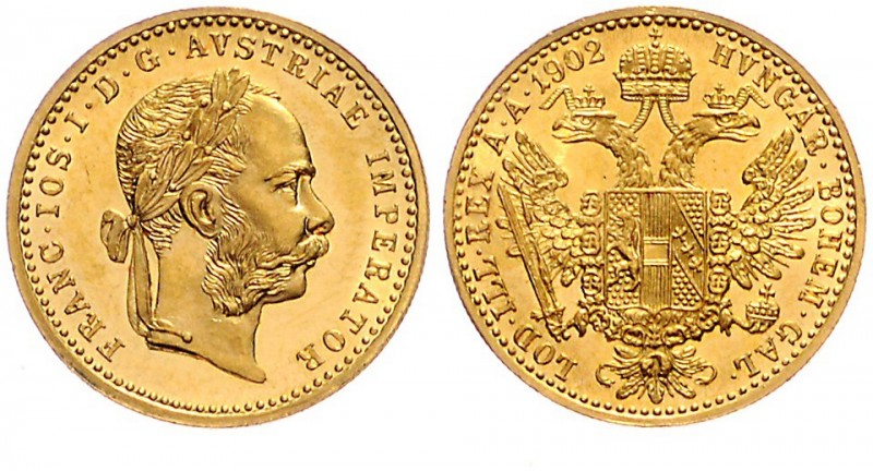 FRANZ JOSEPH I (1848 - 1916)&nbsp;
1 Ducat, 1902, 3,49g, Wien. Früh. 1261&nbsp;...