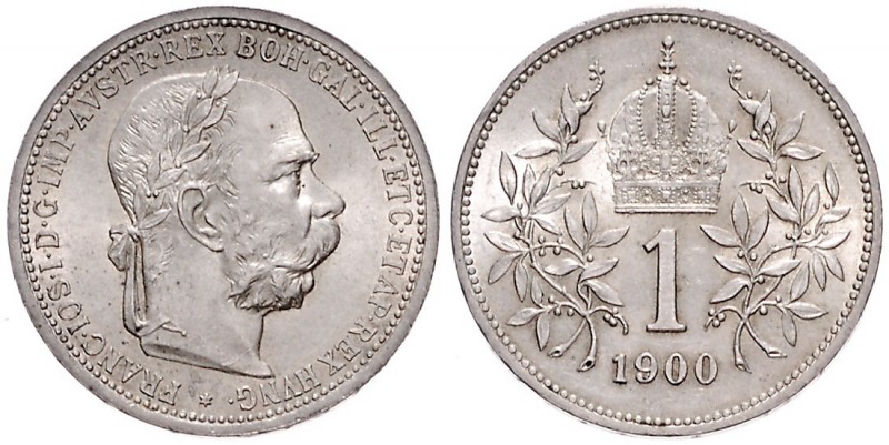 FRANZ JOSEPH I (1848 - 1916)&nbsp;
1 Corona, 1900, 4,99g, Wien. Früh. 1973&nbsp...