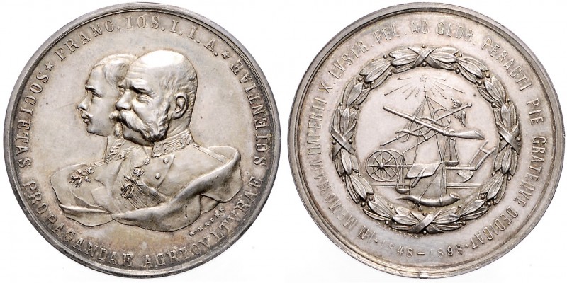 FRANZ JOSEPH I (1848 - 1916)&nbsp;
Silver medal 50th Anniversary of Reign, 1898...