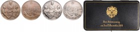 FRANZ JOSEPH I (1848 - 1916)&nbsp;
Silver and AE Medals 50th Anniversary of Franz Joseph I´ Reign, original box, 1898, Wien. A. Scharff, 60 mm, Ag 90...