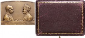 FRANZ JOSEPH I (1848 - 1916)&nbsp;
AE Plaquette Gold Wedding Anniversary of Archduke Rainer and Maria Karoline, one-sided, original box, 1905, 74,6g,...