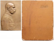 FRANZ JOSEPH I (1848 - 1916)&nbsp;
AE Plaquette, one-sided, original box, 1908, 182,7g, Wien. Marschall, 63 x 90 mm&nbsp;

about UNC | about UNC , ...