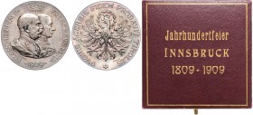 FRANZ JOSEPH I (1848 - 1916)&nbsp;
Silver medal 100th Anniversary of the victory over Napoleon, 1909, 40g, Wien. 45 mm, Ag 900/1000, Haus. 1939&nbsp;...