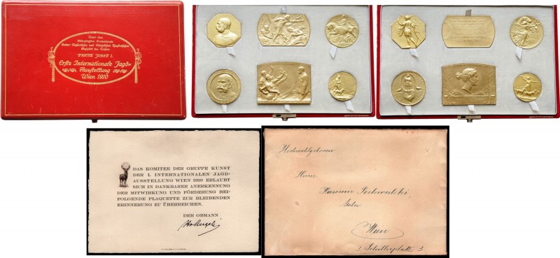 FRANZ JOSEPH I (1848 - 1916)&nbsp;
Set of 6 gold-plated AE medals 1st Internati...