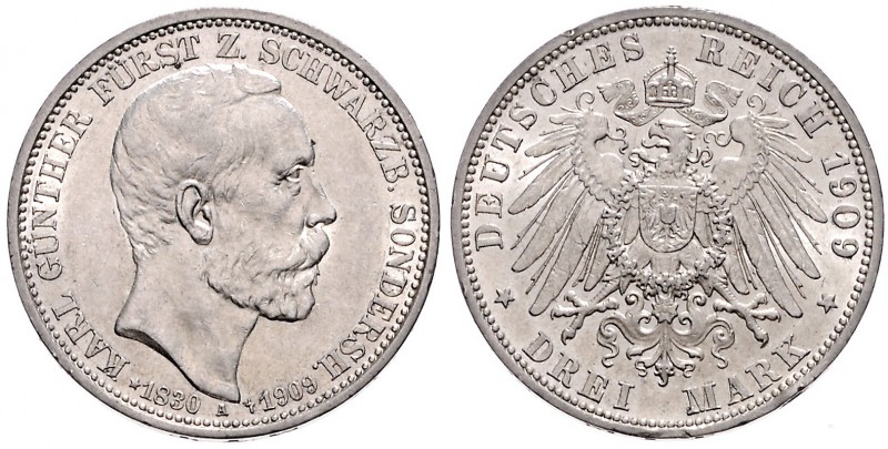 GERMAN STATES&nbsp;
3 Mark Karl Günter Schwarzburg - Sonderhausen (1880 - 1909)...