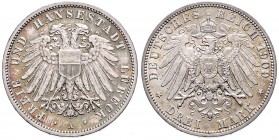 GERMAN STATES&nbsp;
3 Mark Free und Hansestadt Lübeck, 1909, 16,64g, Jägger&nbsp;

about UNC | about UNC