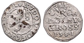 COINS MINTED IN BOHEMIA DURING THE REIGN OF RUDOLF II (1576 - 1612)&nbsp;
Small groschen, 1581, 0,88g, Kutná Hora. Hal. 380&nbsp;

VF | VF