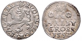 COINS MINTED IN BOHEMIA DURING THE REIGN OF RUDOLF II (1576 - 1612)&nbsp;
Small groschen, 1592, 1,15g, Jáchymov. Hal. 406&nbsp;

EF | EF