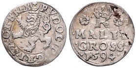 COINS MINTED IN BOHEMIA DURING THE REIGN OF RUDOLF II (1576 - 1612)&nbsp;
Small groschen, 1594, 1g, Jáchymov. Hal. 406&nbsp;

VF | VF
