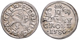 COINS MINTED IN BOHEMIA DURING THE REIGN OF RUDOLF II (1576 - 1612)&nbsp;
Small groschen, 1584, 1g, České Budějovice. Hal. 457&nbsp;

VF | VF