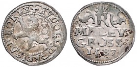 COINS MINTED IN BOHEMIA DURING THE REIGN OF RUDOLF II (1576 - 1612)&nbsp;
Small groschen, 1587, 1,07g, České Budějovice. Hal. 458&nbsp;

VF | VF