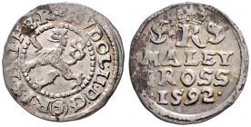 COINS MINTED IN BOHEMIA DURING THE REIGN OF RUDOLF II (1576 - 1612)&nbsp;
Small groschen, 1592, 1,12g, České Budějovice. Hal. 460&nbsp;

EF | EF