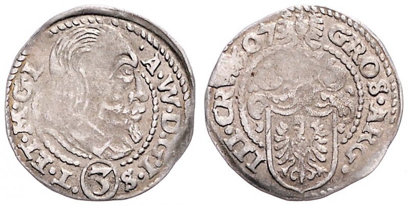 COINAGE OF CZECH NOBLE FAMILIES - ADAM VÁCLAV (1579 - 1617)&nbsp;
3 Kreuzer, 16...