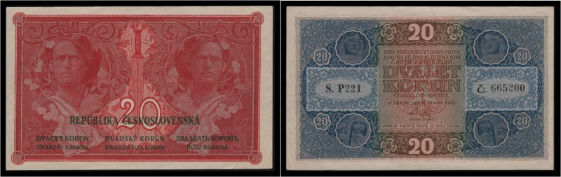 CZECHOSLOVAK REPUBLIK (1919 - 1939)&nbsp;
20 Koruna, 1919, Série P221. Aurea 10...