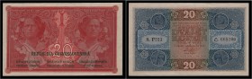 CZECHOSLOVAK REPUBLIK (1919 - 1939)&nbsp;
20 Koruna, 1919, Série P221. Aurea 10A&nbsp;

1 , natržení 2 mm levý roh | tear 2 mm left edge