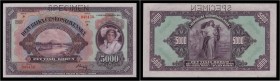 CZECHOSLOVAK REPUBLIK (1919 - 1939)&nbsp;
5000 Korun SPECIMEN, 1920, Série B. Aurea 17 b S1&nbsp;

N