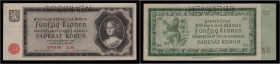 PROTECTORATE OF BOHEMIA A MORAVIA, SLOVAK REPUBLIC (1939 - 1945)&nbsp;
Lot 2 banknotes 100 Koruna 1940, II. issue, čísla za sebou, Série 28 G. Aurea ...