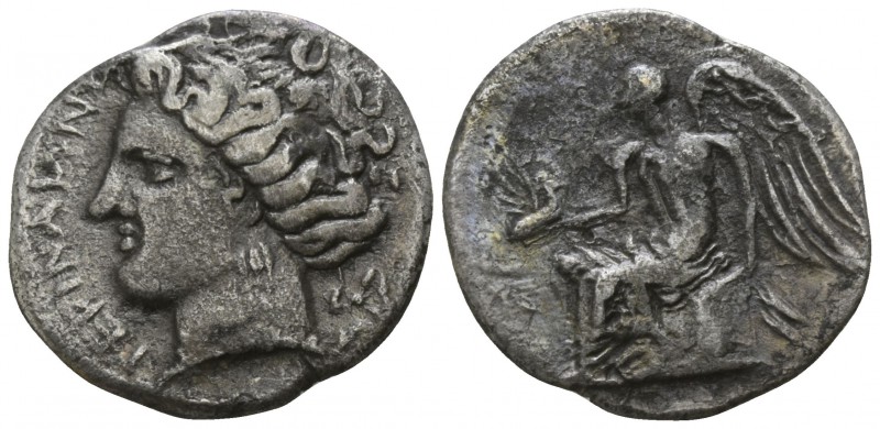 Bruttium. Terina circa 300 BC.
Tetrobol AR

17mm., 1,84g.

Head of the nymp...