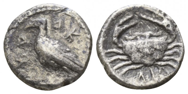 Sicily. Akragas circa 425-406 BC.
Hemilitron AR

8mm., 0,52g.

AK-RA (R ret...