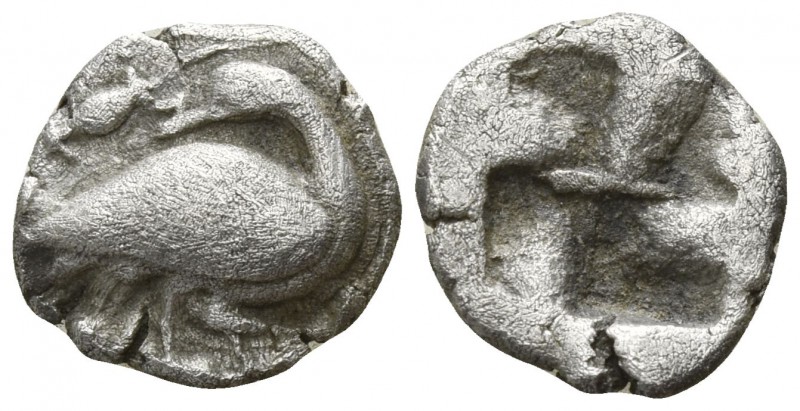 Macedon. Eion 500-437 BC.
Obol AR

10mm., 0,87g.

Goose standing right, hea...