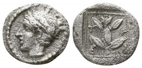 Macedon. Trieros 450-400 BC. Hemiobol AR