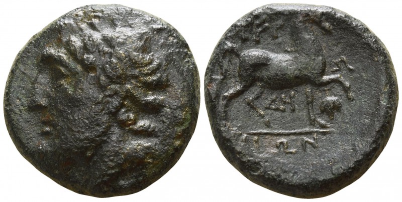Thessaly. Gyrton circa 400-300 BC.
Bronze Æ

19mm., 8,38g.

Laureate head o...