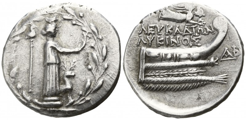Akarnania. Leukas. ΛΥΚΙΝΟΣ, magistrate 167 BC.
Didrachm AR

25mm., 8,05g.

...